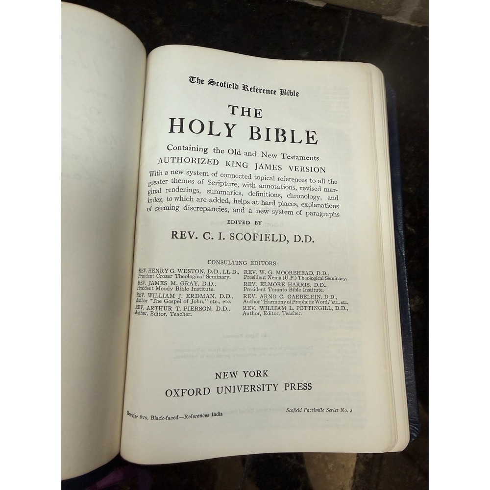 1971 Blue Genuine Morocco Leather Oxford Pre-Owned Scofield Reference KJV Bible - Picture 11 of 13